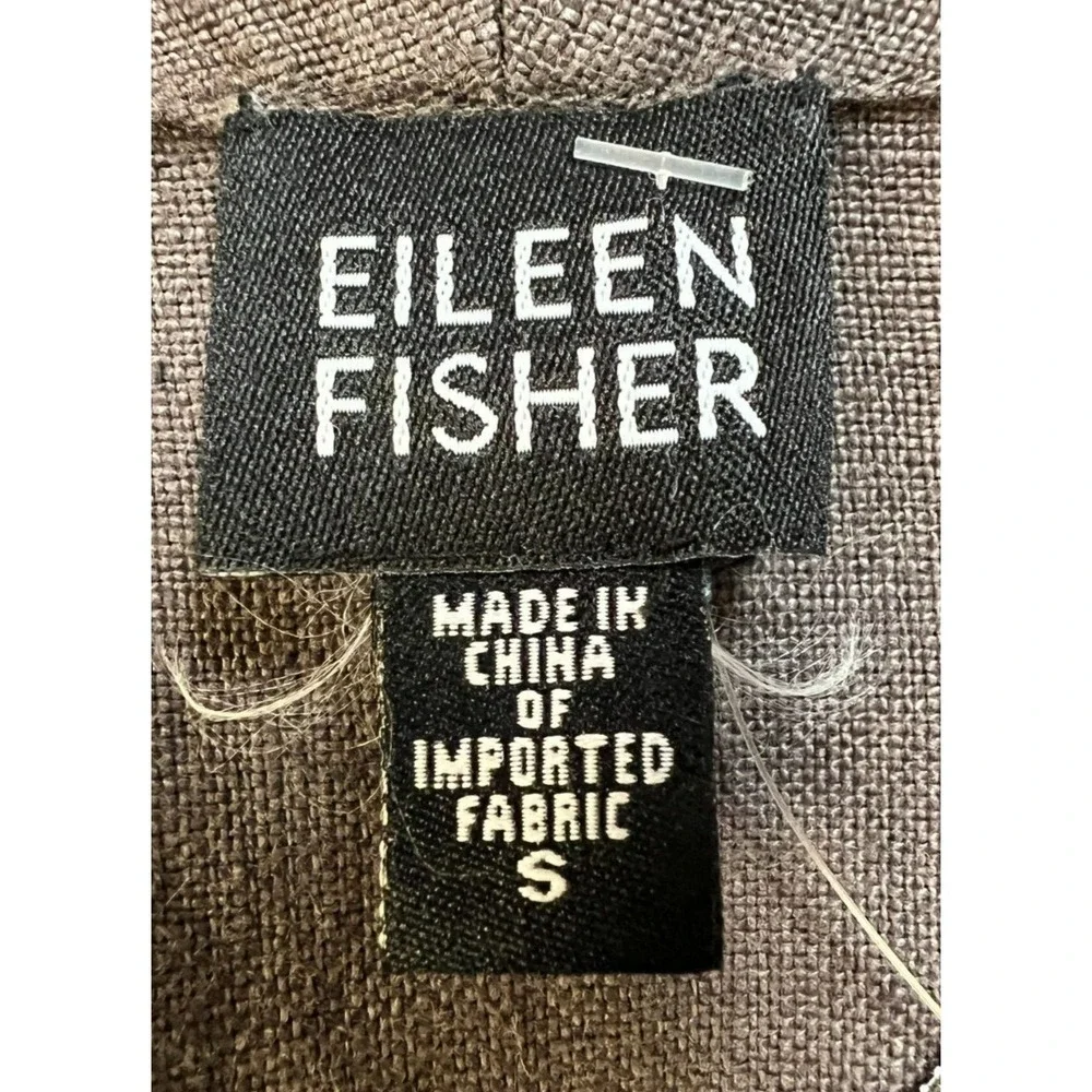 Eileen‎ Fisher Brown One Button Blazer Unlined Irish Linen Pick Stitching SZ S